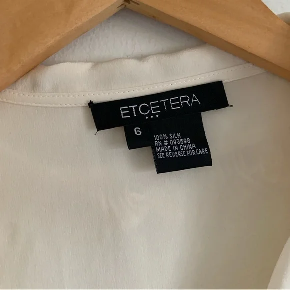 Etcetera Silk Ivory Cream V-Neck Wrap Blouse, 6 - Picture 3 of 14